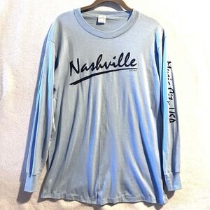 Vintage 70s Nashville Music City Single Stitch T Shirt Made in USA Blue